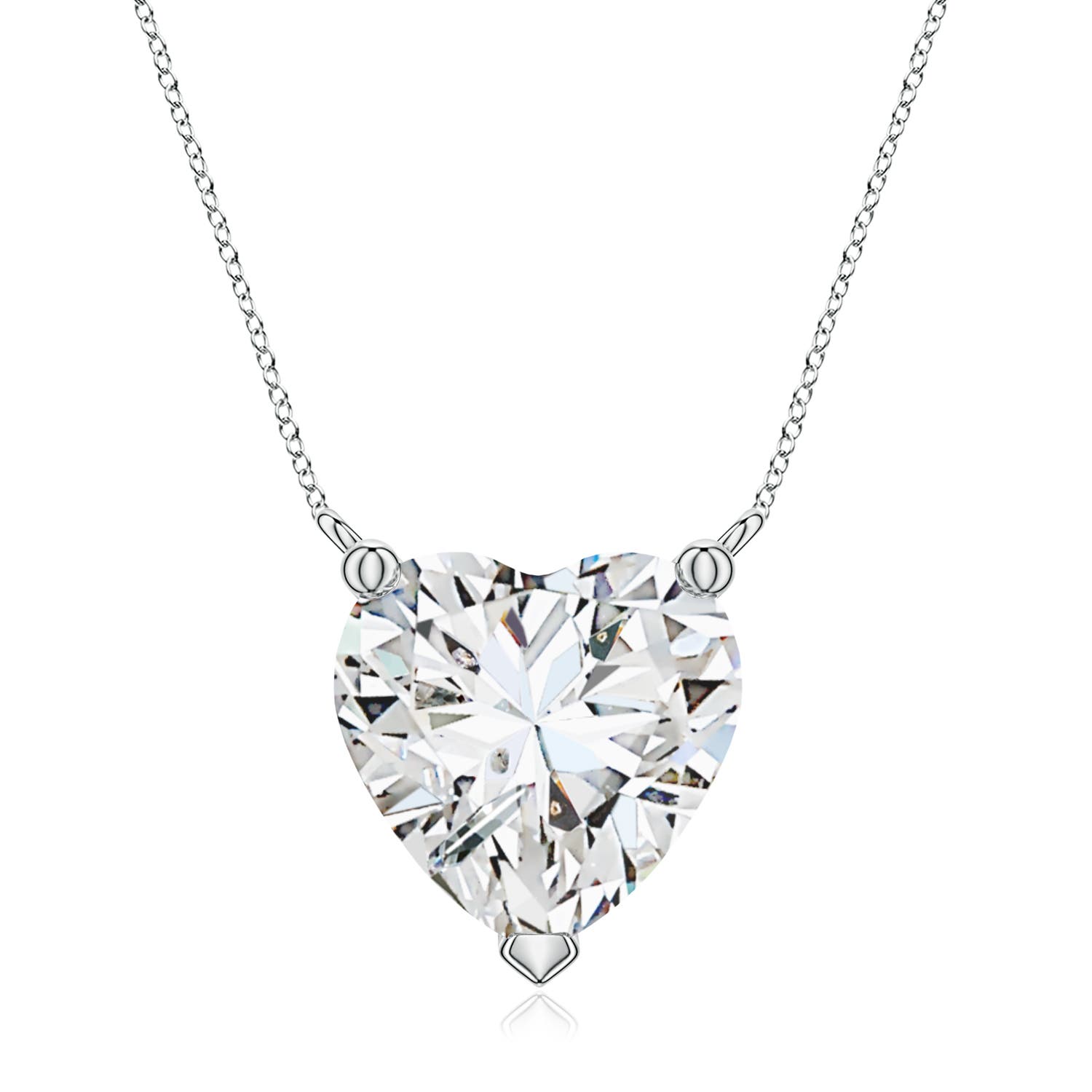 Angara 3.0 CTW Heart Diamond Solitaire Pendant in 18K White Gold