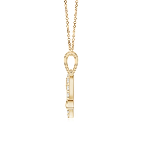1.2mm GVS2 Diamond Heart and Arrow Pendant in 18K Yellow Gold
