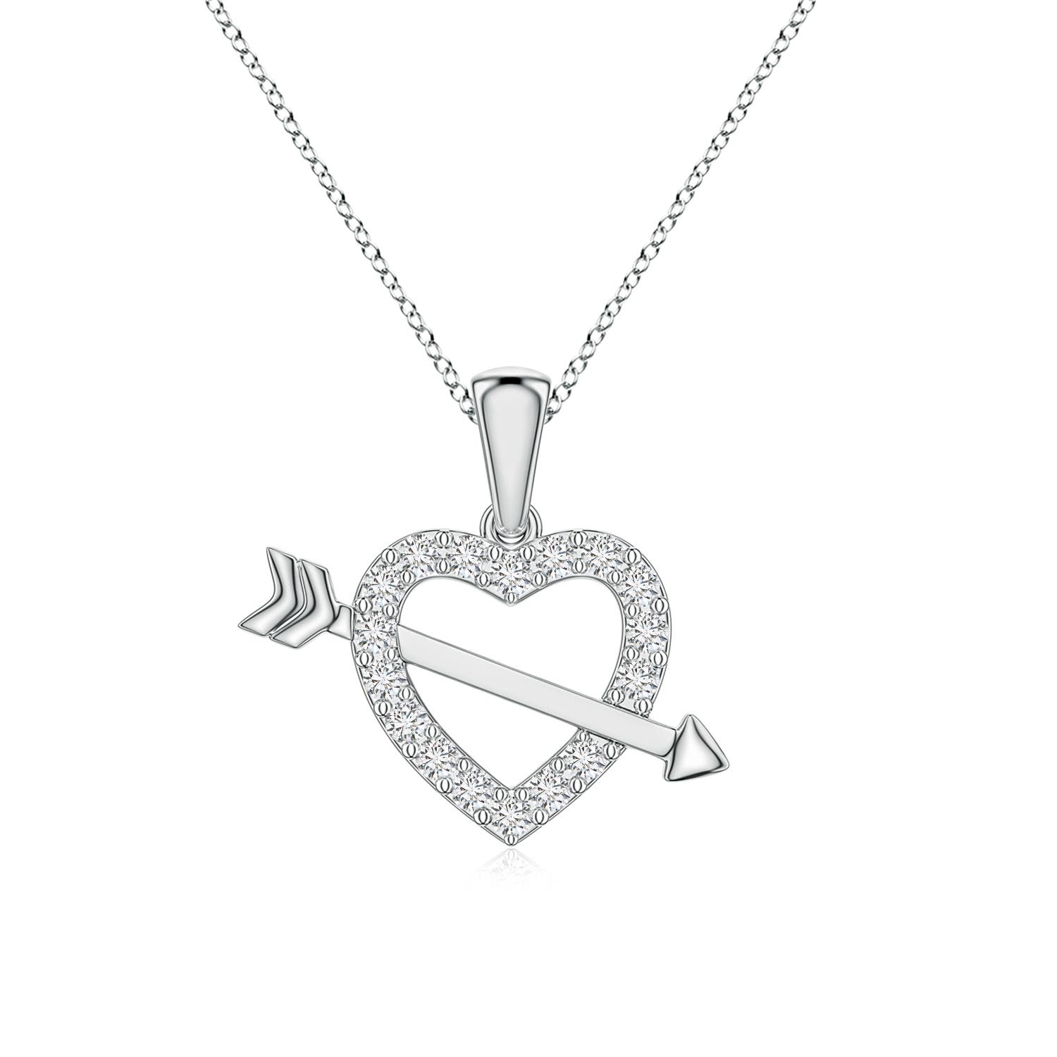 1.2mm HSI2 Diamond Heart and Arrow Pendant in 18K White Gold