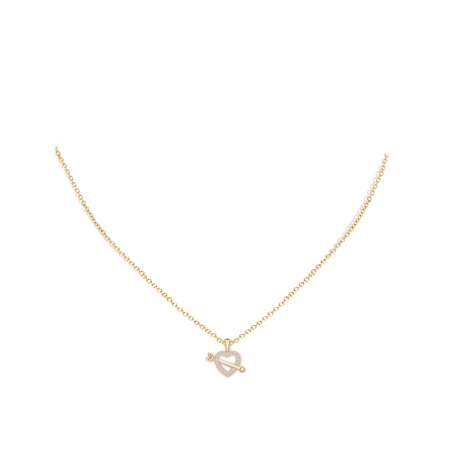 1.2mm HSI2 Diamond Heart and Arrow Pendant in Yellow Gold - body_neck
