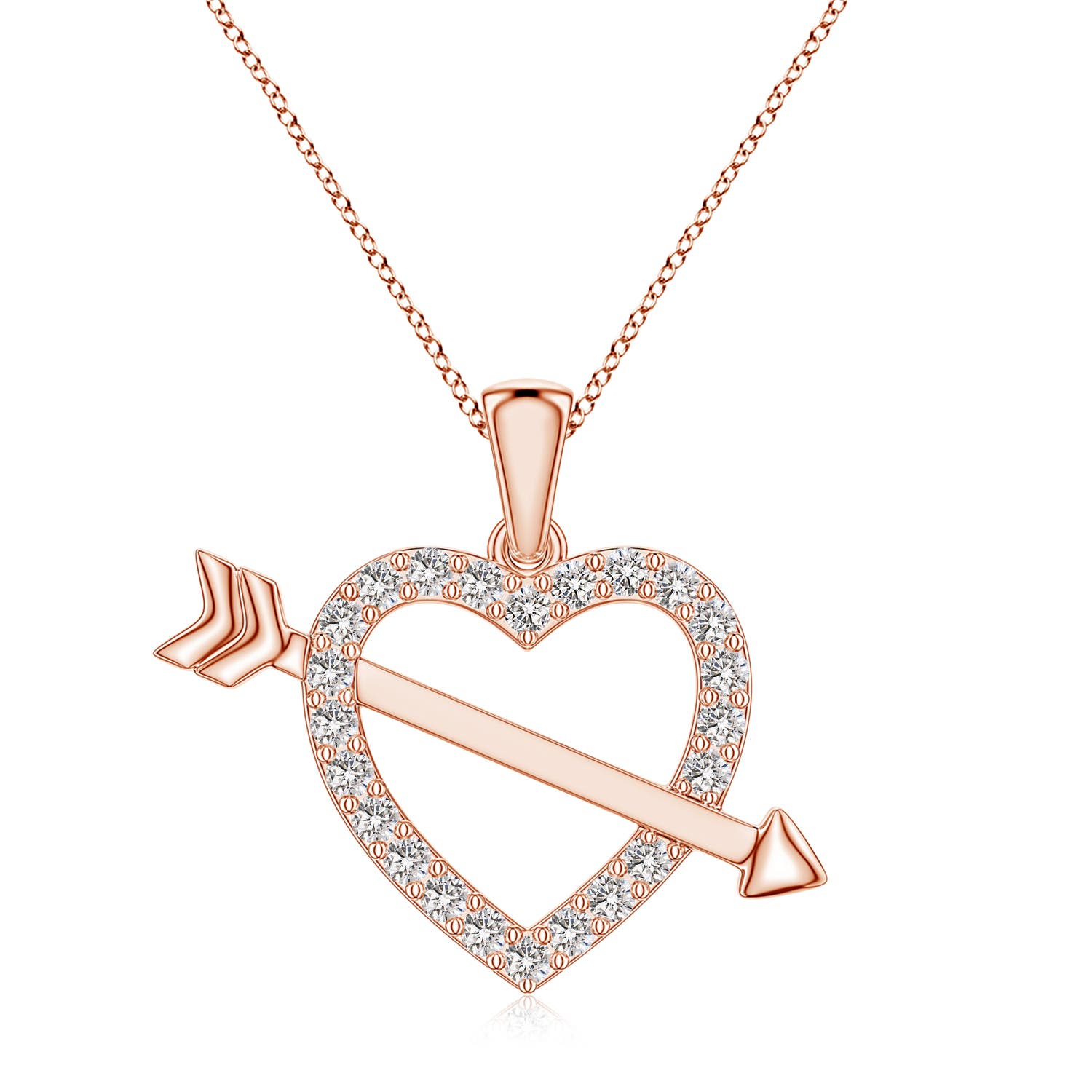 1.3mm IJI1I2 Diamond Heart and Arrow Pendant in 18CT Rose Gold