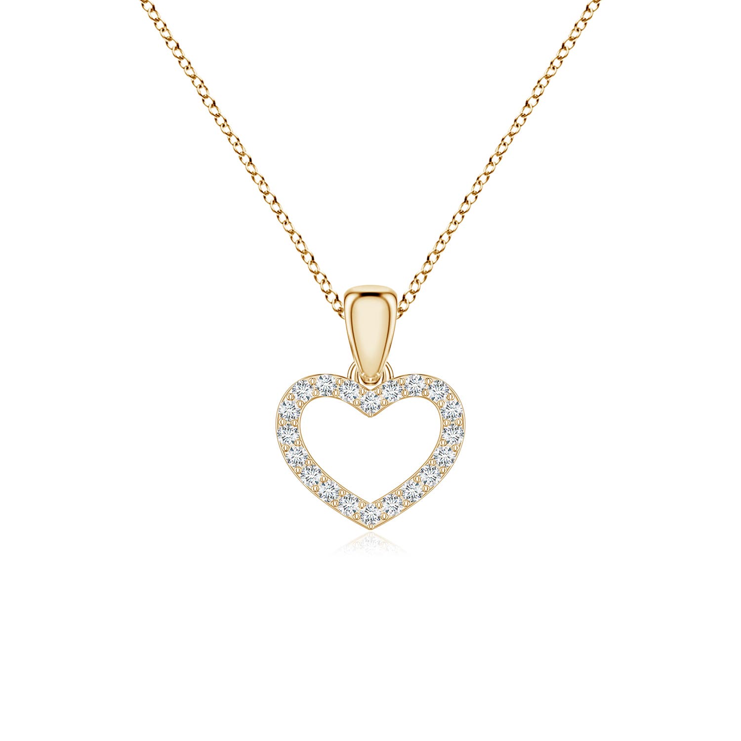 0.8mm GVS2 Diamond Open Heart Pendant in 18K Yellow Gold