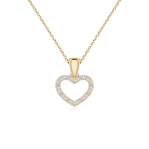 0.8mm GVS2 Diamond Open Heart Pendant in 18K Yellow Gold