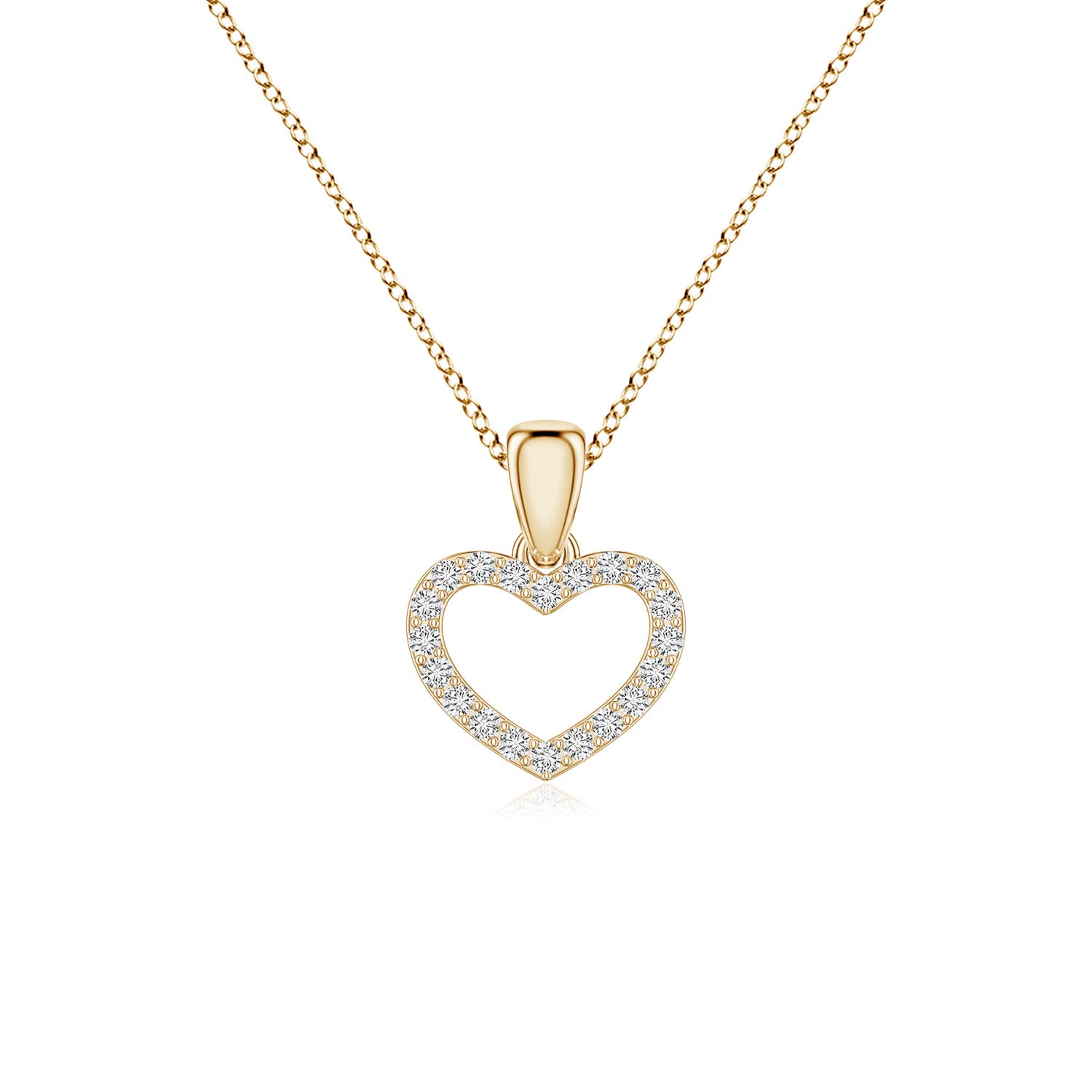 0.8mm HSI2 Diamond Open Heart Pendant in 18K Yellow Gold