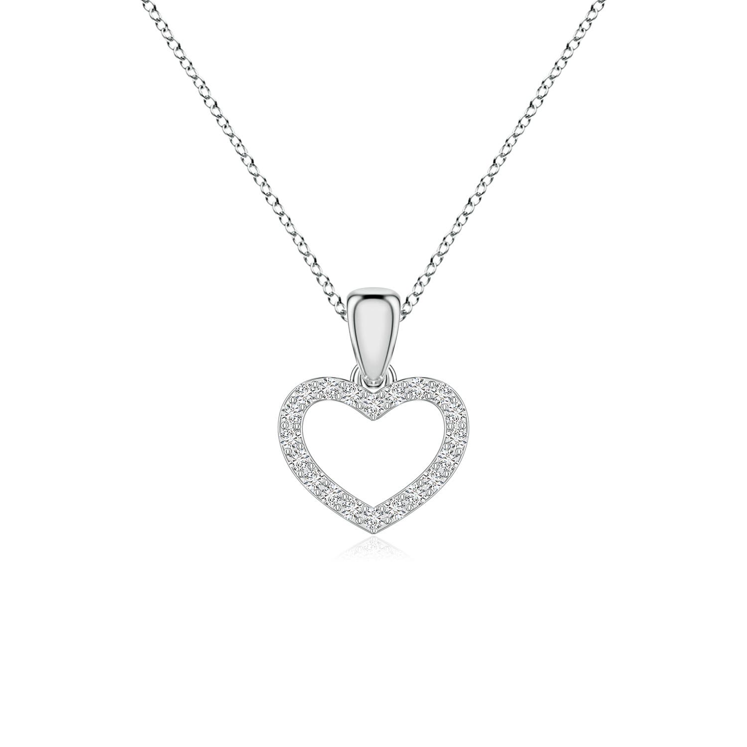 0.8mm HSI2 Diamond Open Heart Pendant in S999 Silver