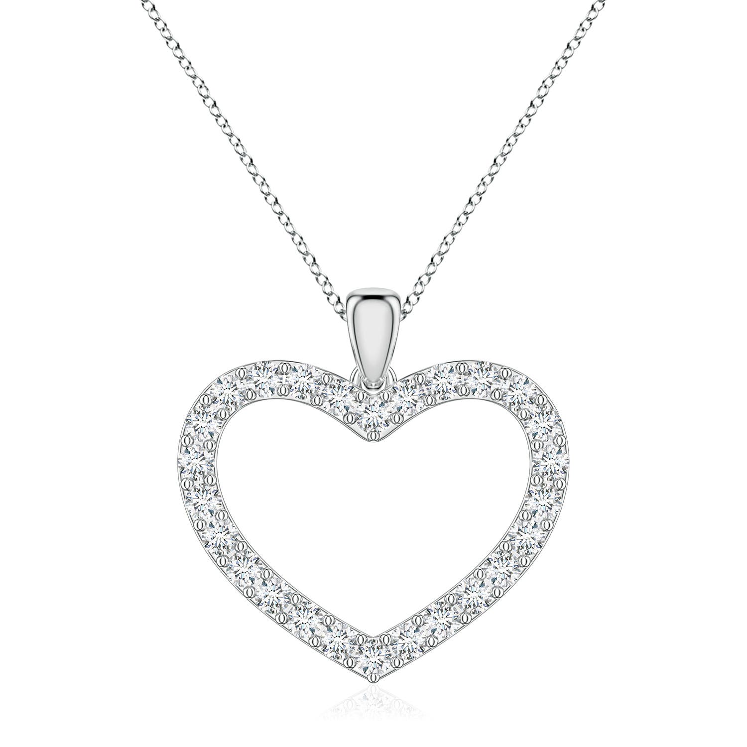 1.2mm GVS2 Diamond Open Heart Pendant in White Gold