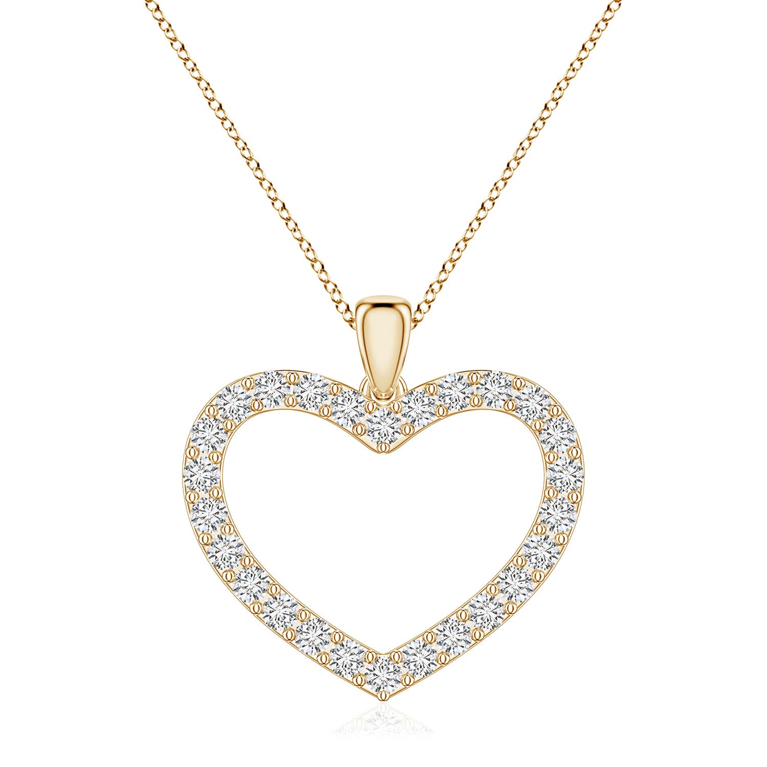 1.2mm HSI2 Diamond Open Heart Pendant in Yellow Gold