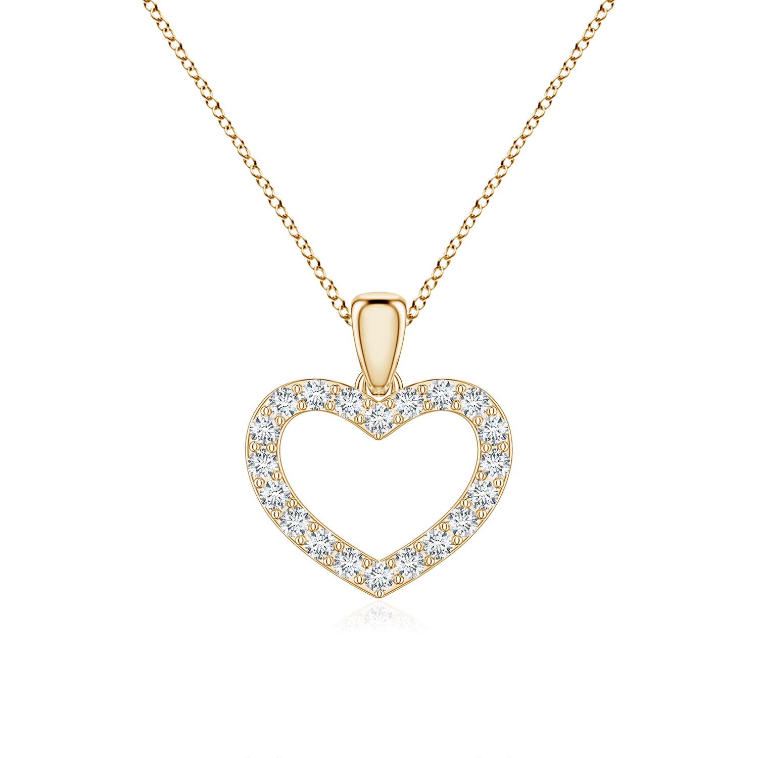 1mm GVS2 Diamond Open Heart Pendant in 18K Yellow Gold