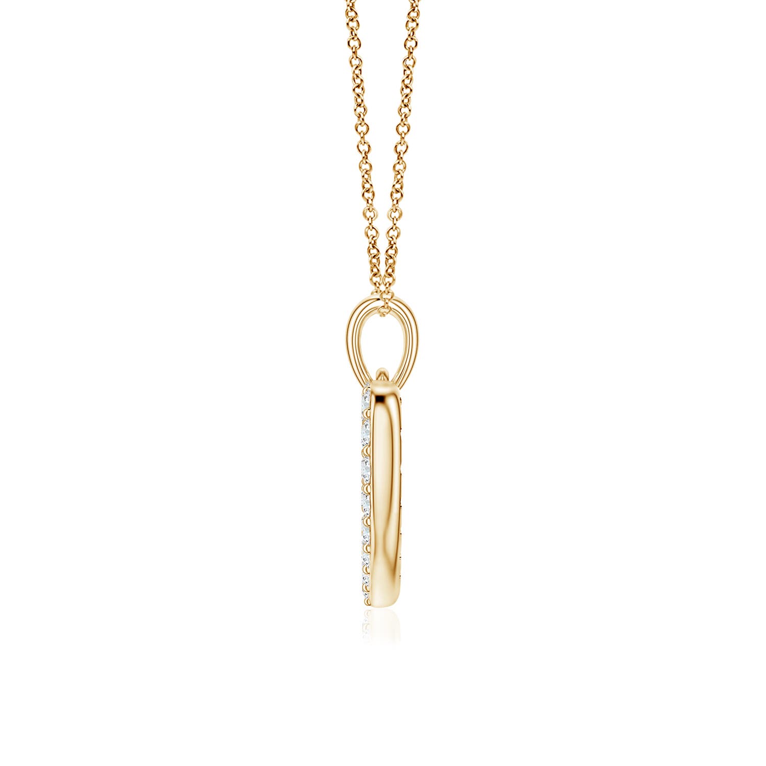 1mm GVS2 Diamond Open Heart Pendant in 18K Yellow Gold