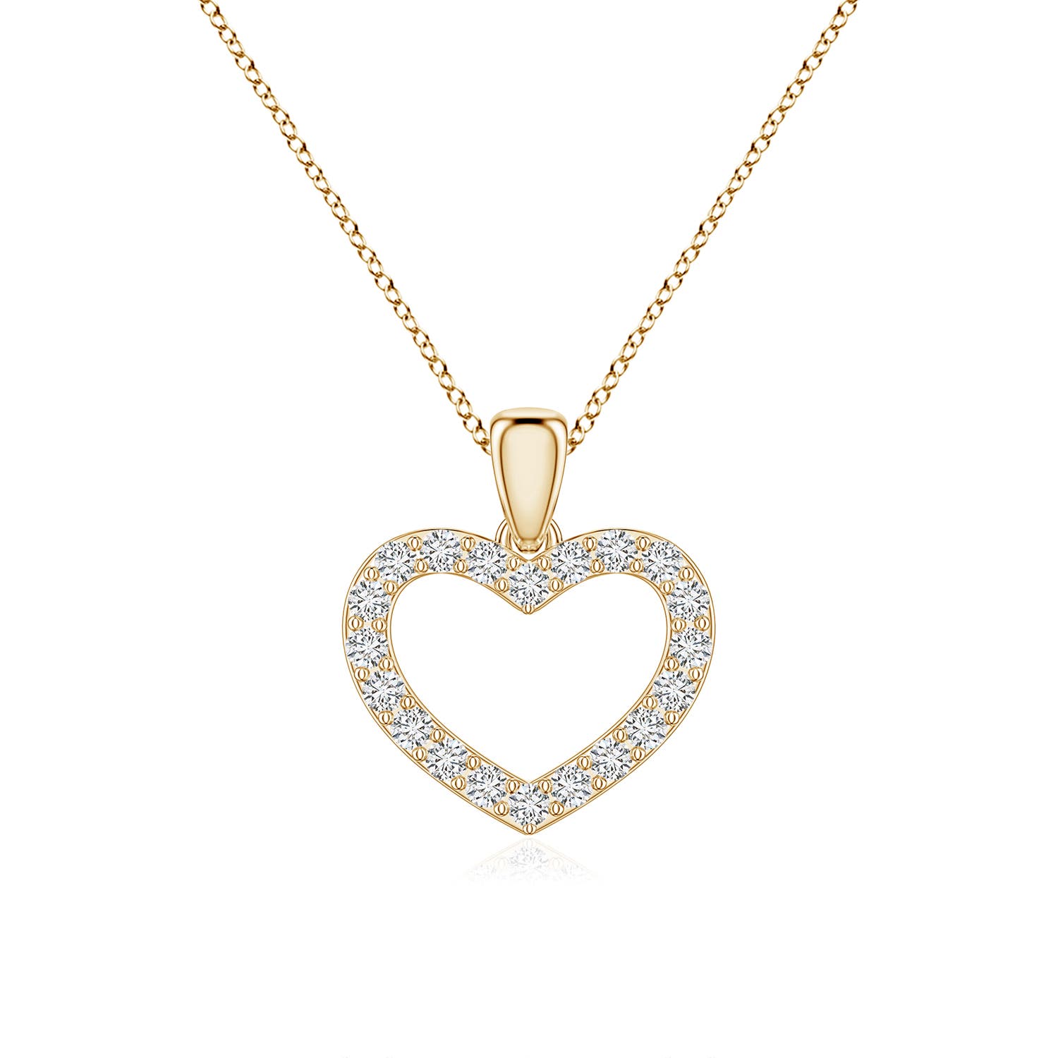 1mm HSI2 Diamond Open Heart Pendant in 18K Yellow Gold