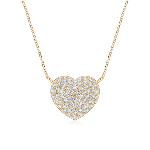 0.9mm GVS2 Pavé Diamond Heart Dome Pendant in 18K Yellow Gold