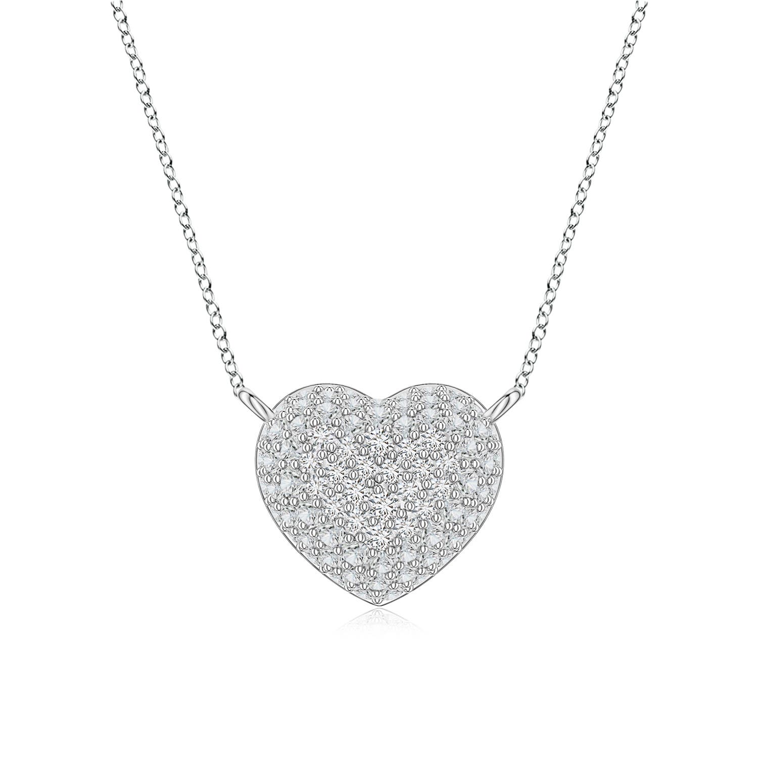 0.9mm HSI2 Pavé Diamond Heart Dome Pendant in White Gold