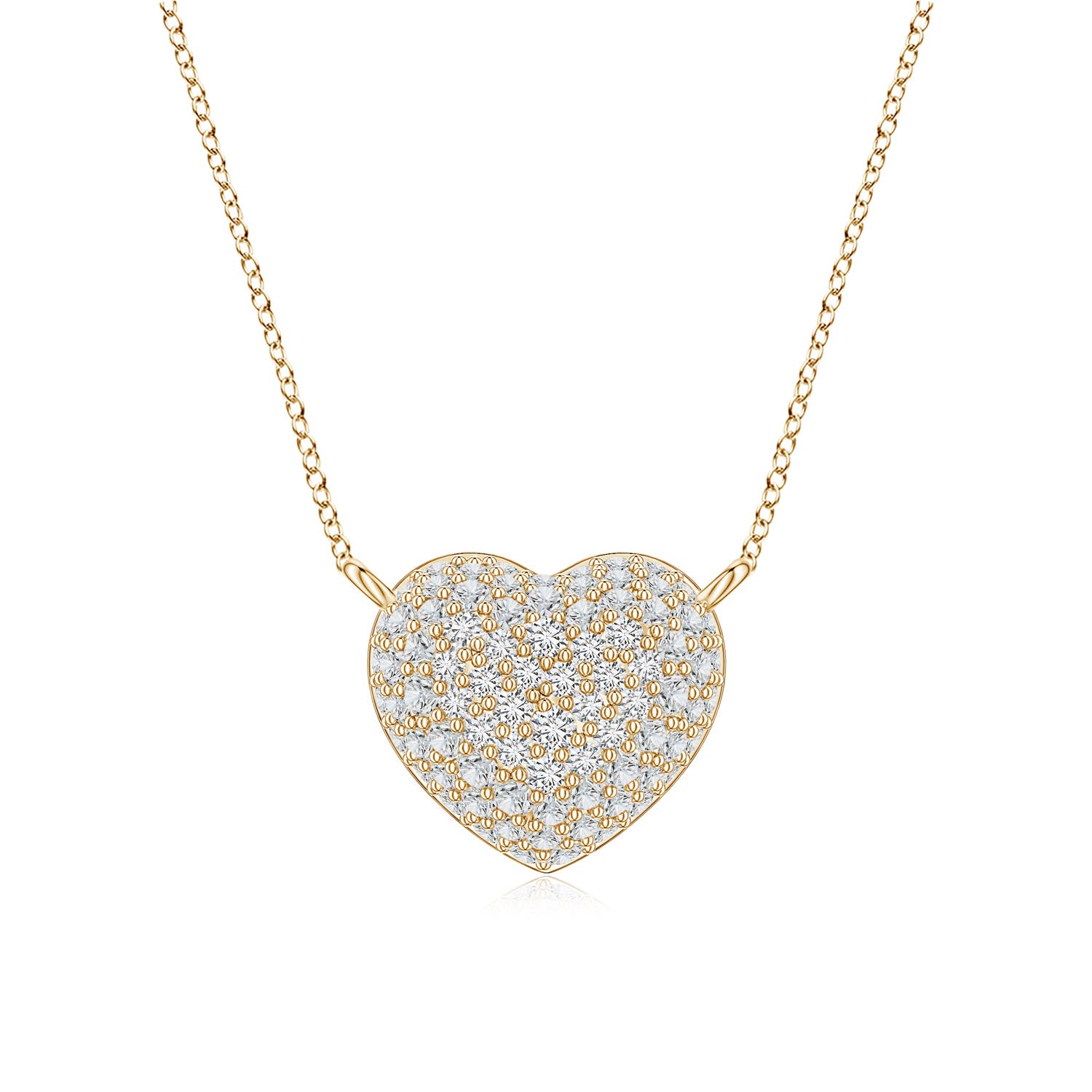 0.9mm HSI2 Pavé Diamond Heart Dome Pendant in Yellow Gold