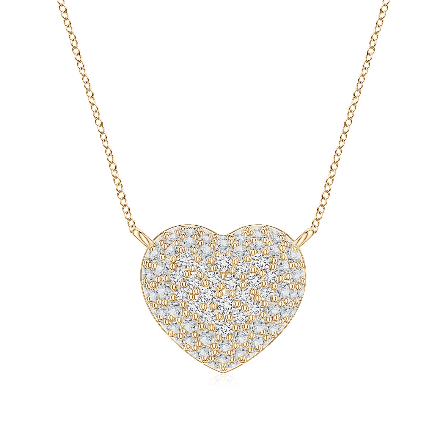 1mm HSI2 Pavé Diamond Heart Dome Pendant in Yellow Gold