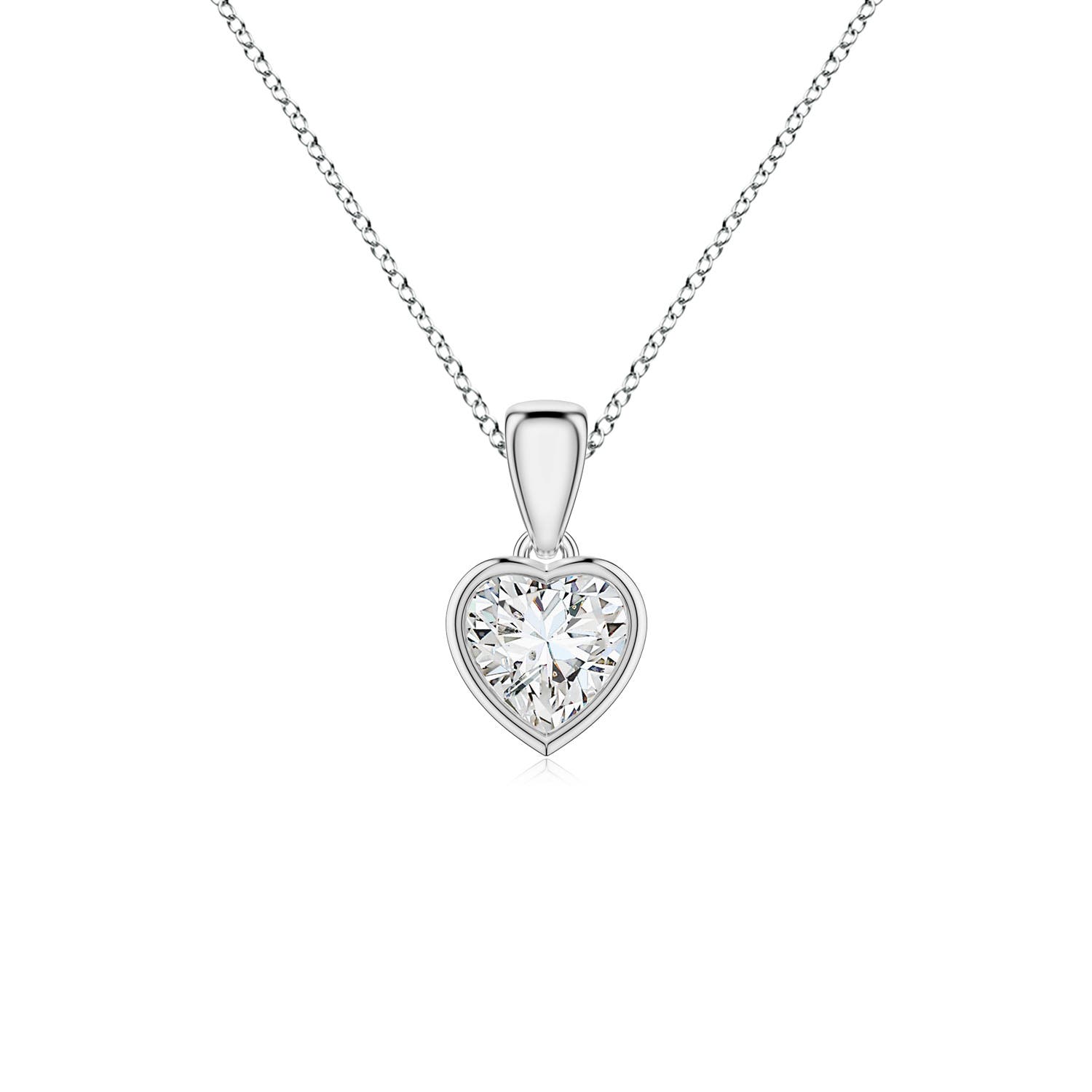 5mm HSI2 Bezel-Set Heart Diamond Solitaire Pendant in S999 Silver