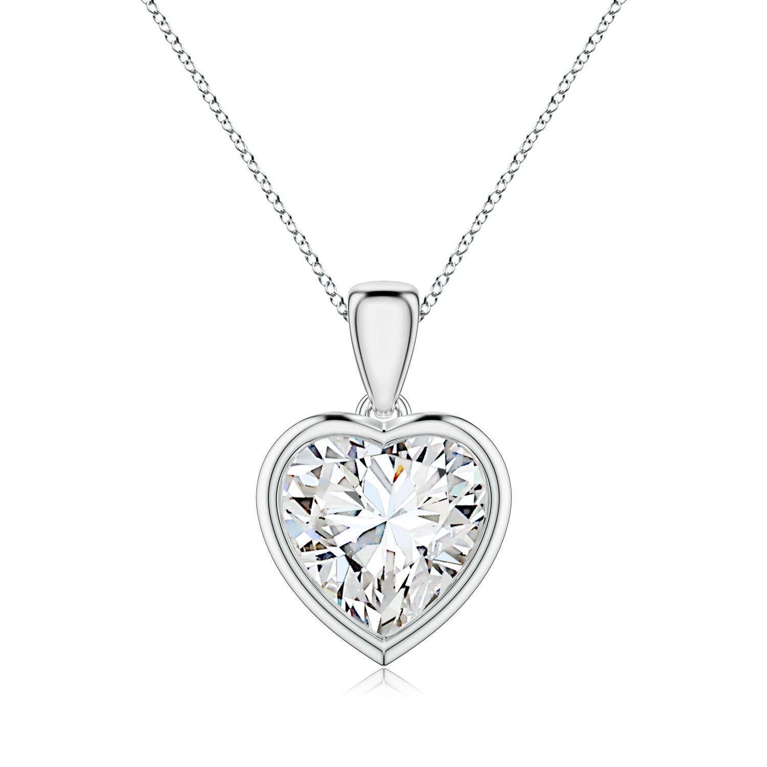 Angara 3.0 CTW Bezel-Set Heart Diamond Solitaire Pendant in Silver