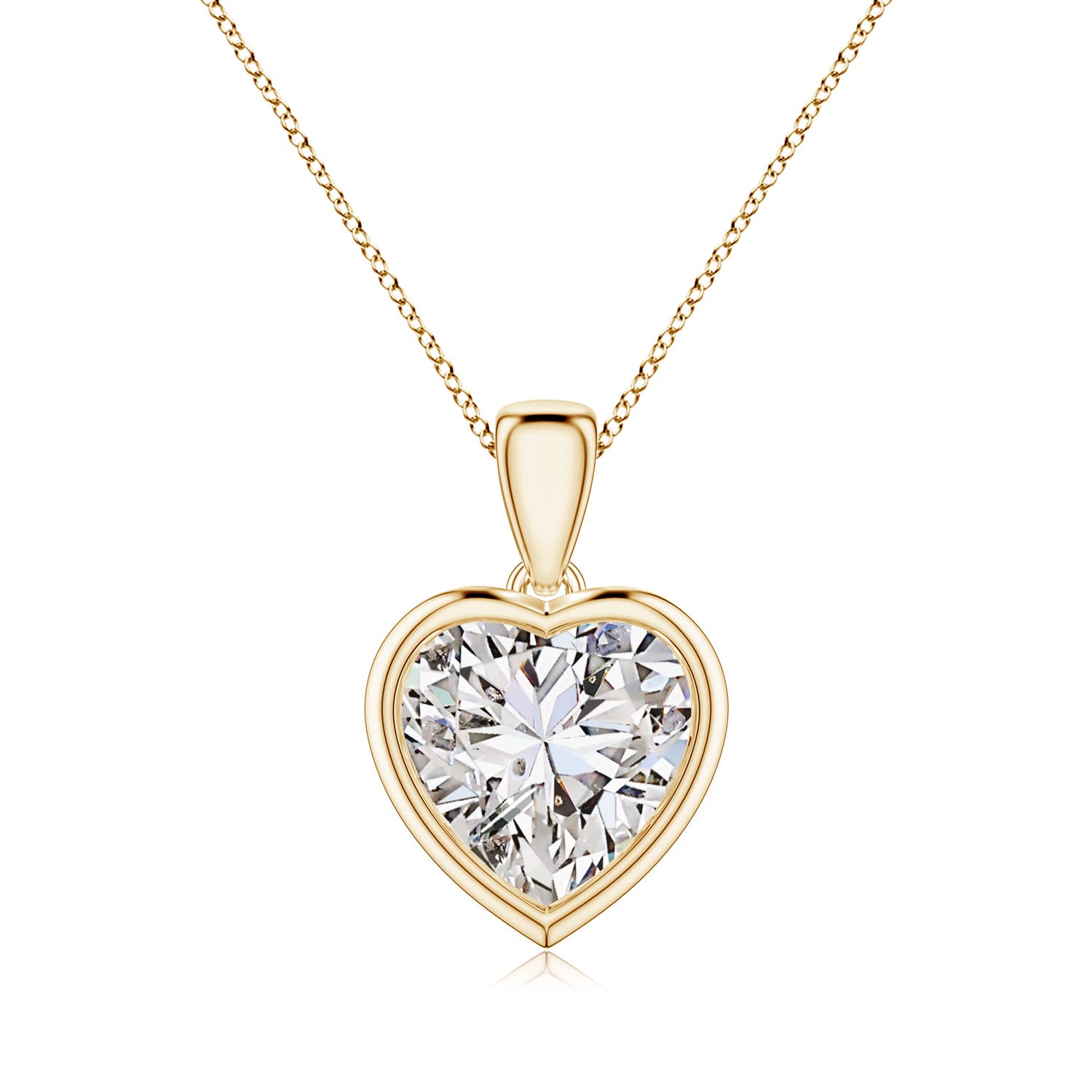 Angara 3.0 CTW Bezel-Set Heart Diamond Solitaire Pendant in 14K Yellow Gold
