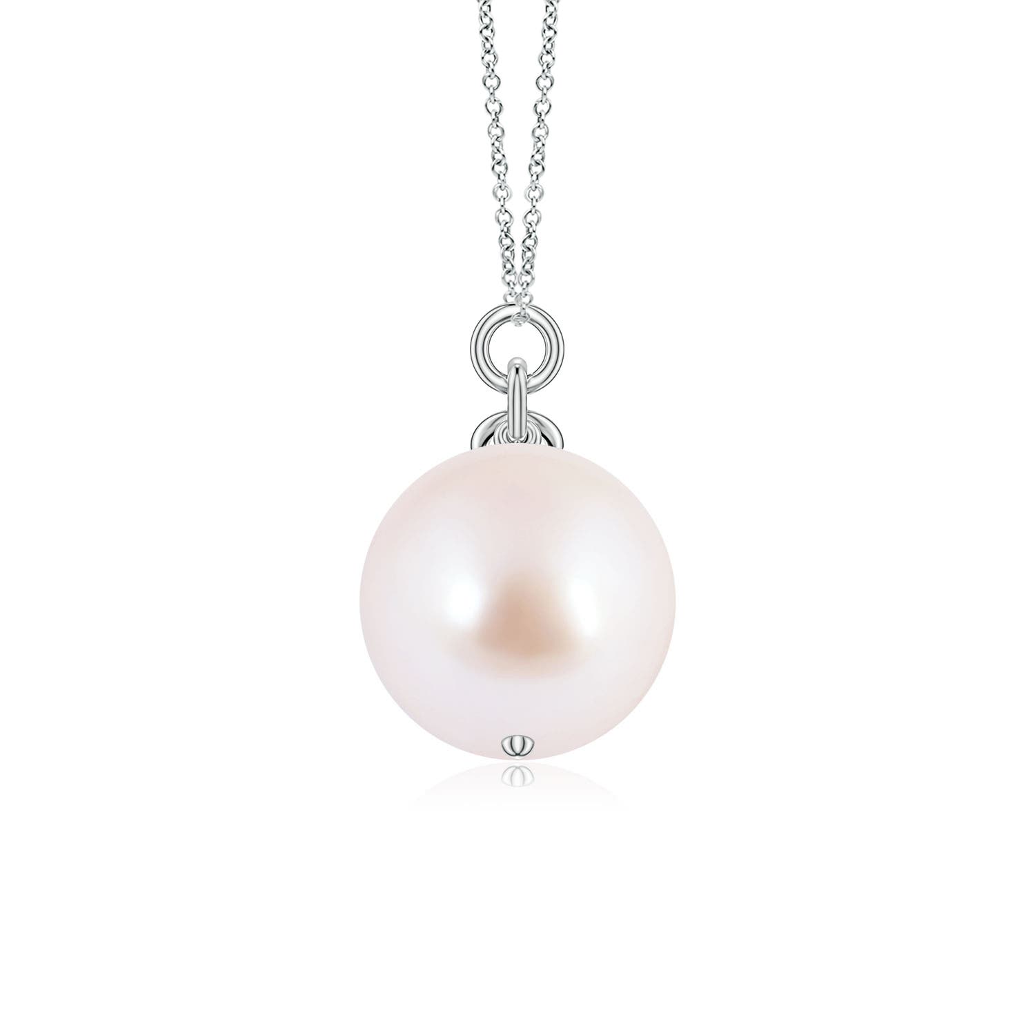 9mm AAA Akoya Pearl and Pear Amethyst Charm Necklace in White Gold