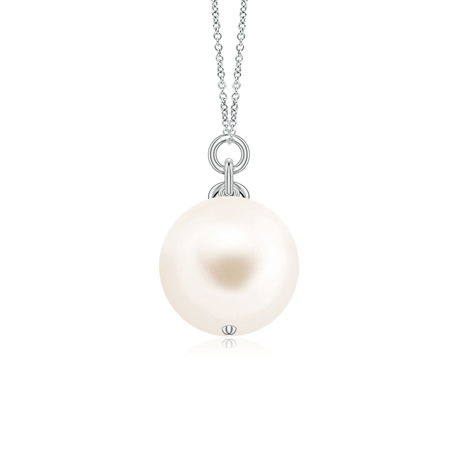 9mm AAA Freshwater Pearl and Pear Amethyst Charm Necklace in White Gold