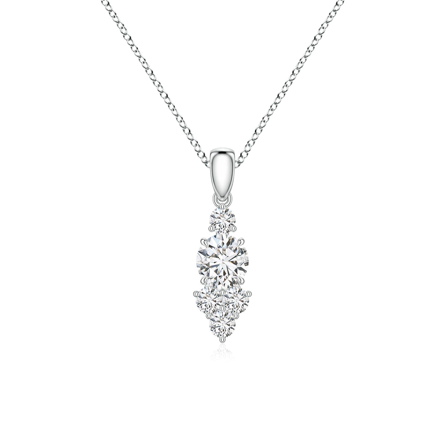 5mm HSI2 Round Diamond Trio Cluster Drop Pendant in White Gold