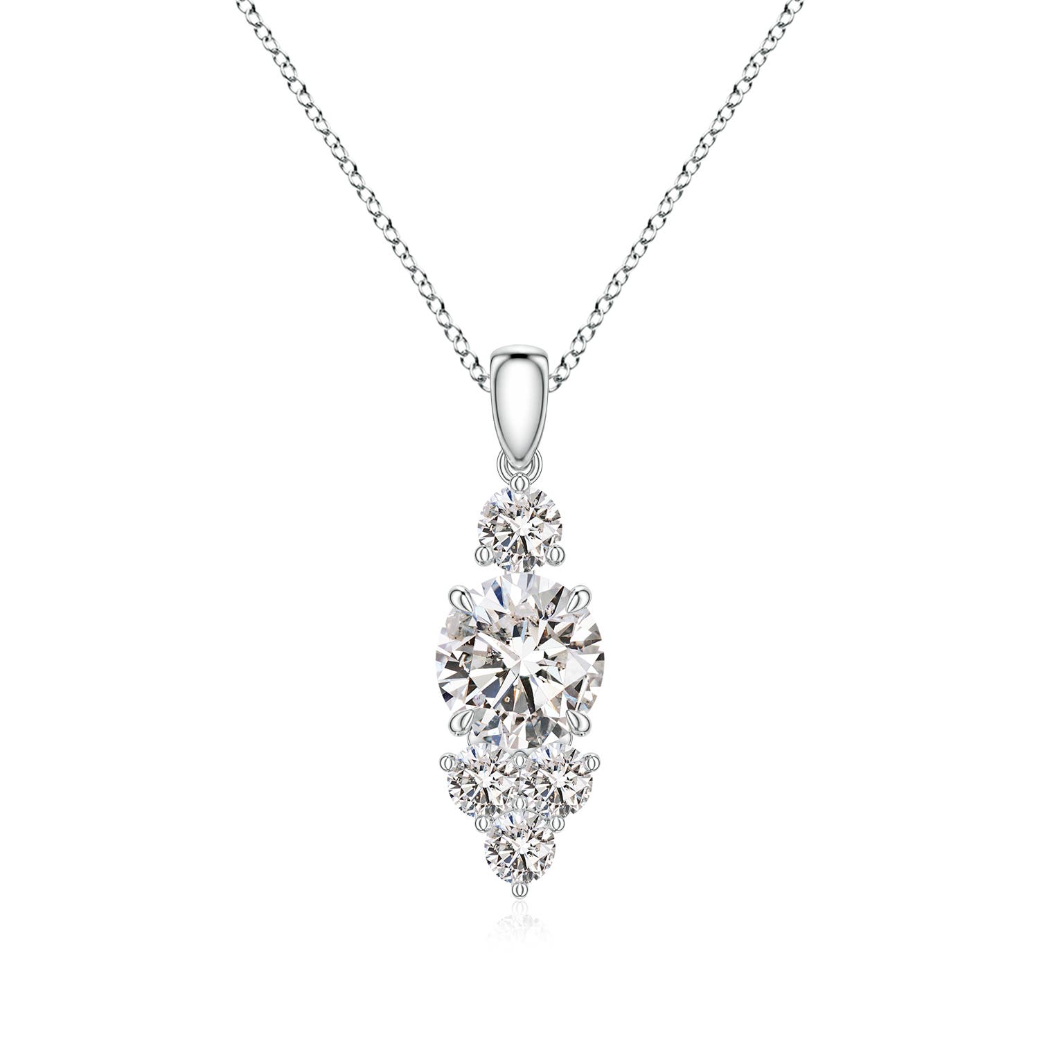 7mm IJI1I2 Round Diamond Trio Cluster Drop Pendant in White Gold