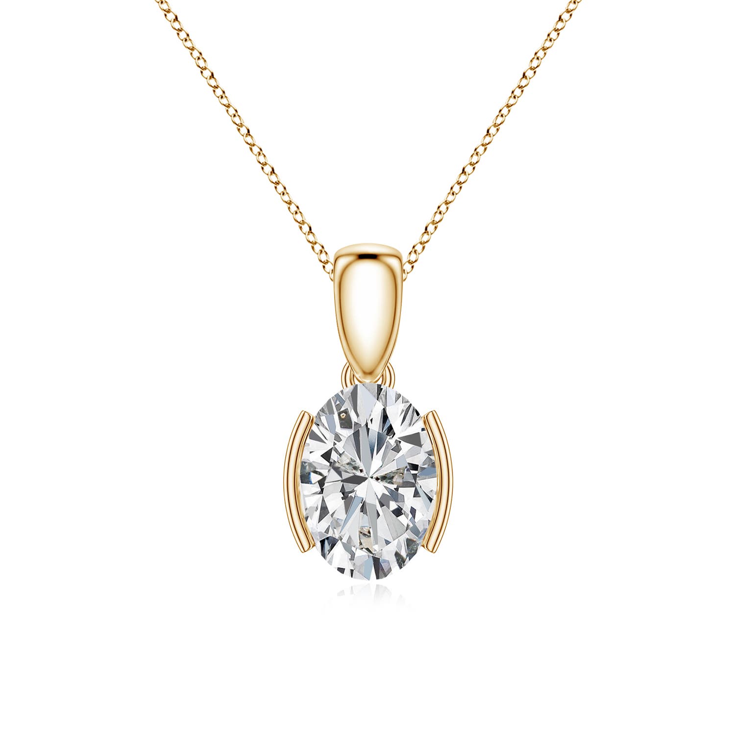 Oval Diamond Solitaire Necklaces & Pendants