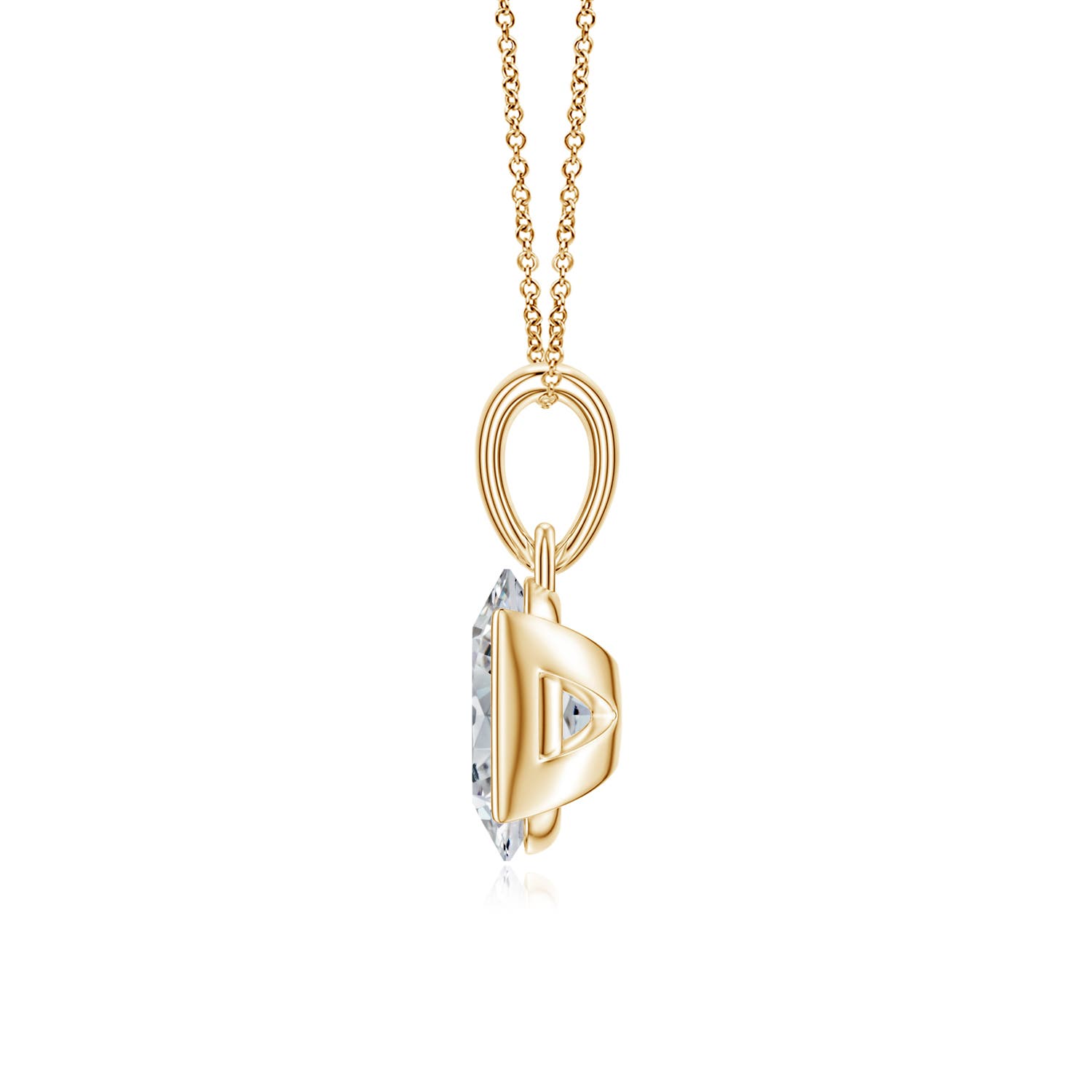 Semi Bezel-Set Oval Diamond Solitaire Pendant