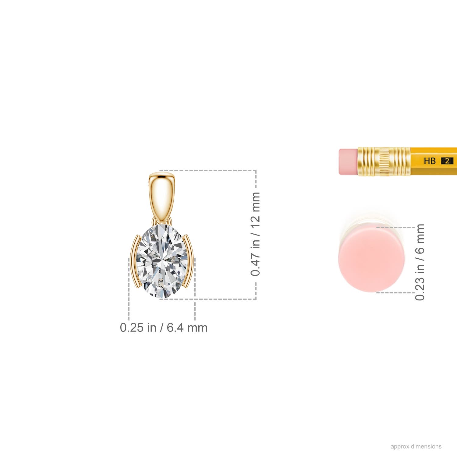 Semi Bezel-Set Oval Diamond Solitaire Pendant