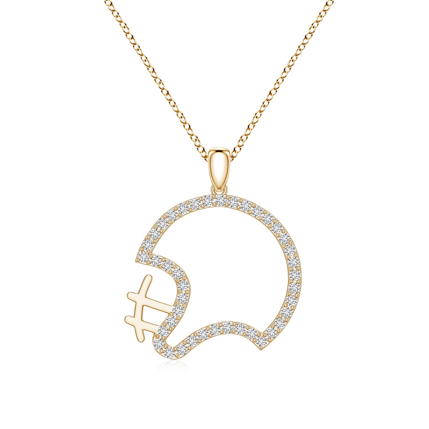 1.3mm HSI2 Diamond Football Helmet-Inspired Charm Pendant in Yellow Gold