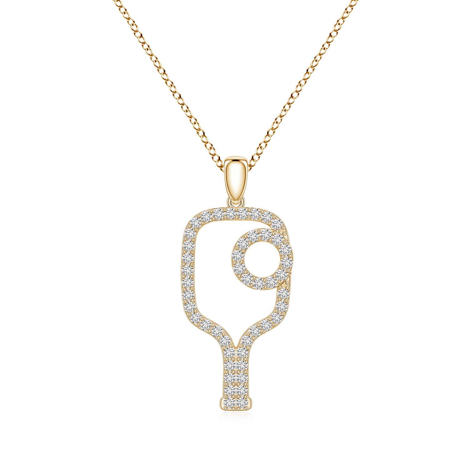1.2mm HSI2 Diamond Pickleball-Inspired Charm Pendant in Yellow Gold
