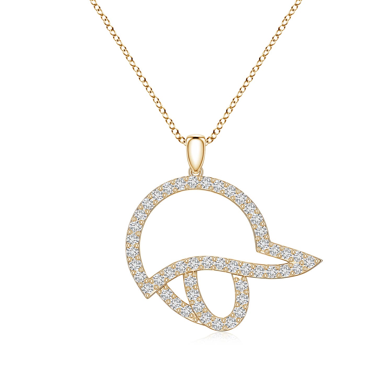 1.5mm HSI2 Diamond Equestrian Riding Helmet-Inspired Charm Pendant in Yellow Gold