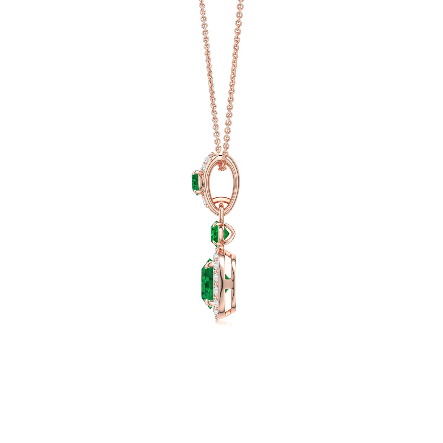 6mm AAA Claw Prong Round Ruby Halo Drop Pendant in 18K Rose Gold