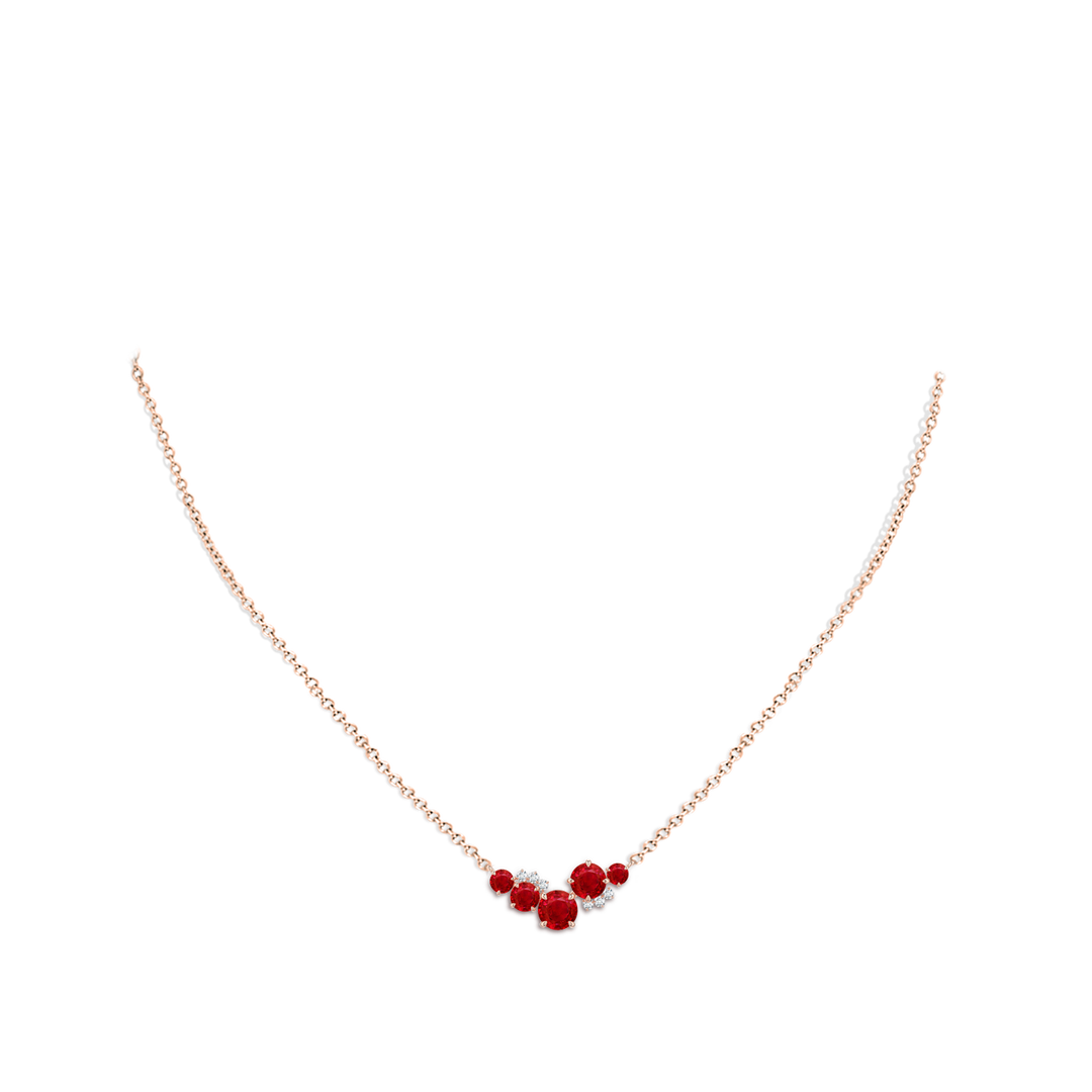 5.5mm AAA Multi-Size Round Ruby Asymmetric Curved Pendant in Rose Gold - body_neck