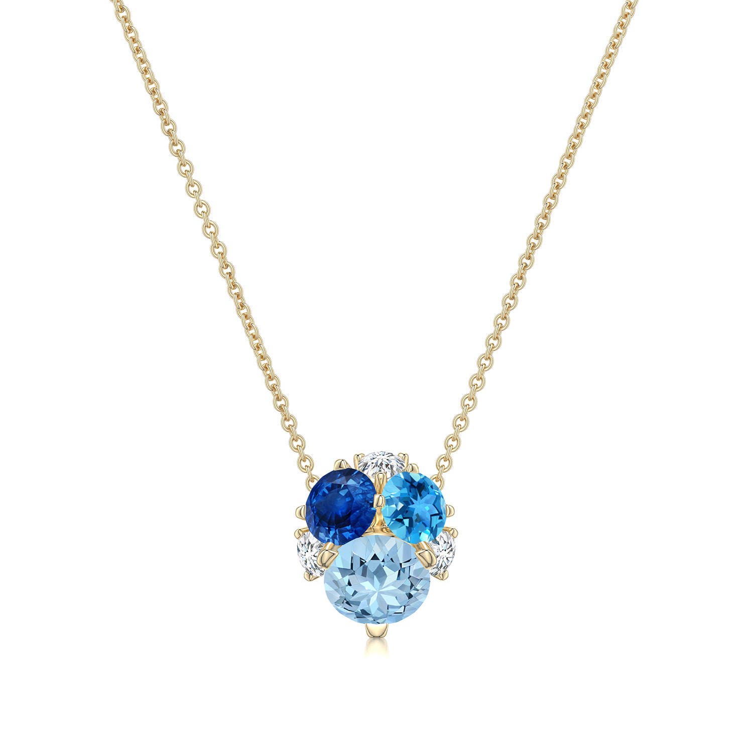 5mm AAA Prong-Set Round Multi-Gemstone Pendant in Yellow Gold - main