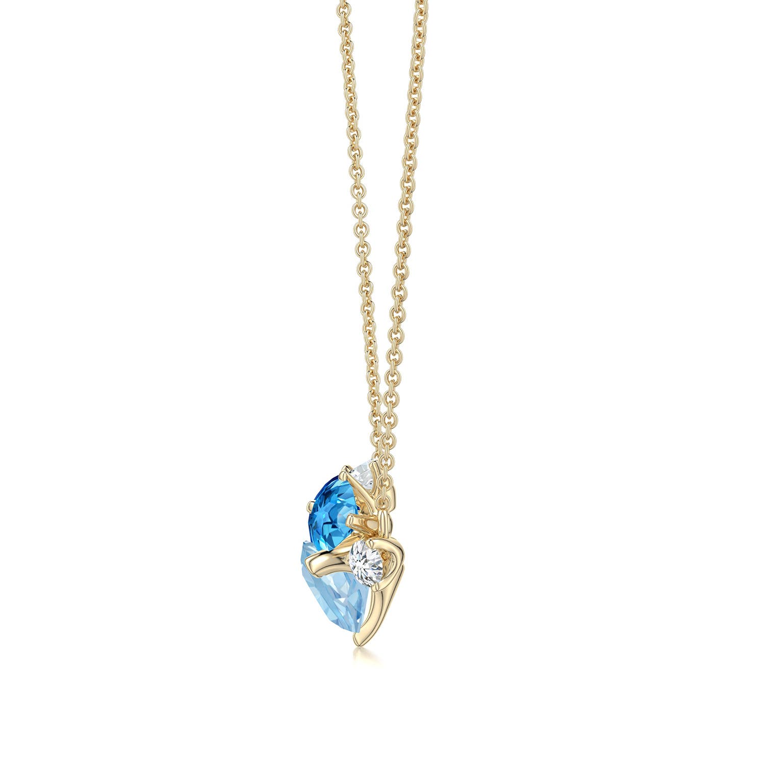 5mm AAA Prong-Set Round Multi-Gemstone Pendant in Yellow Gold - side