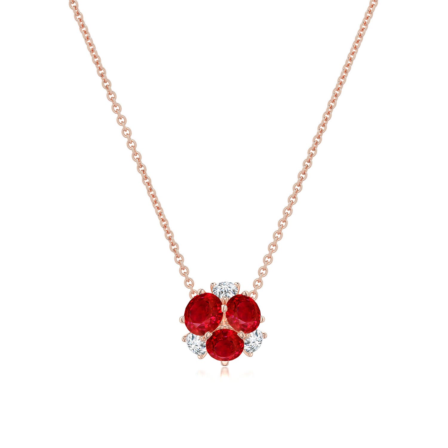 3.5mm AAA Multi-Size Round Ruby Pendant in Rose Gold