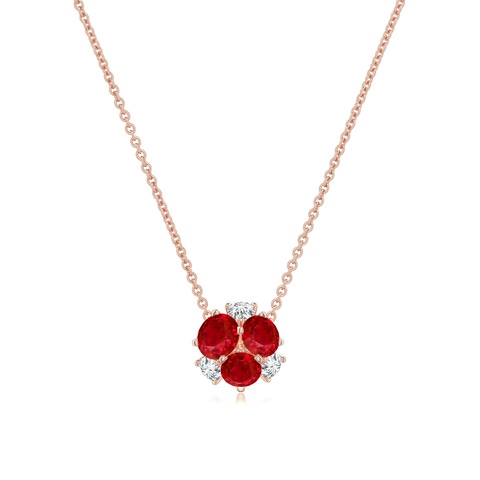 3.5mm AAA Multi-Size Round Ruby Pendant in Rose Gold