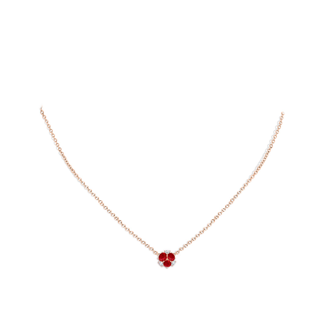 3.5mm AAA Multi-Size Round Ruby Pendant in Rose Gold - body_neck