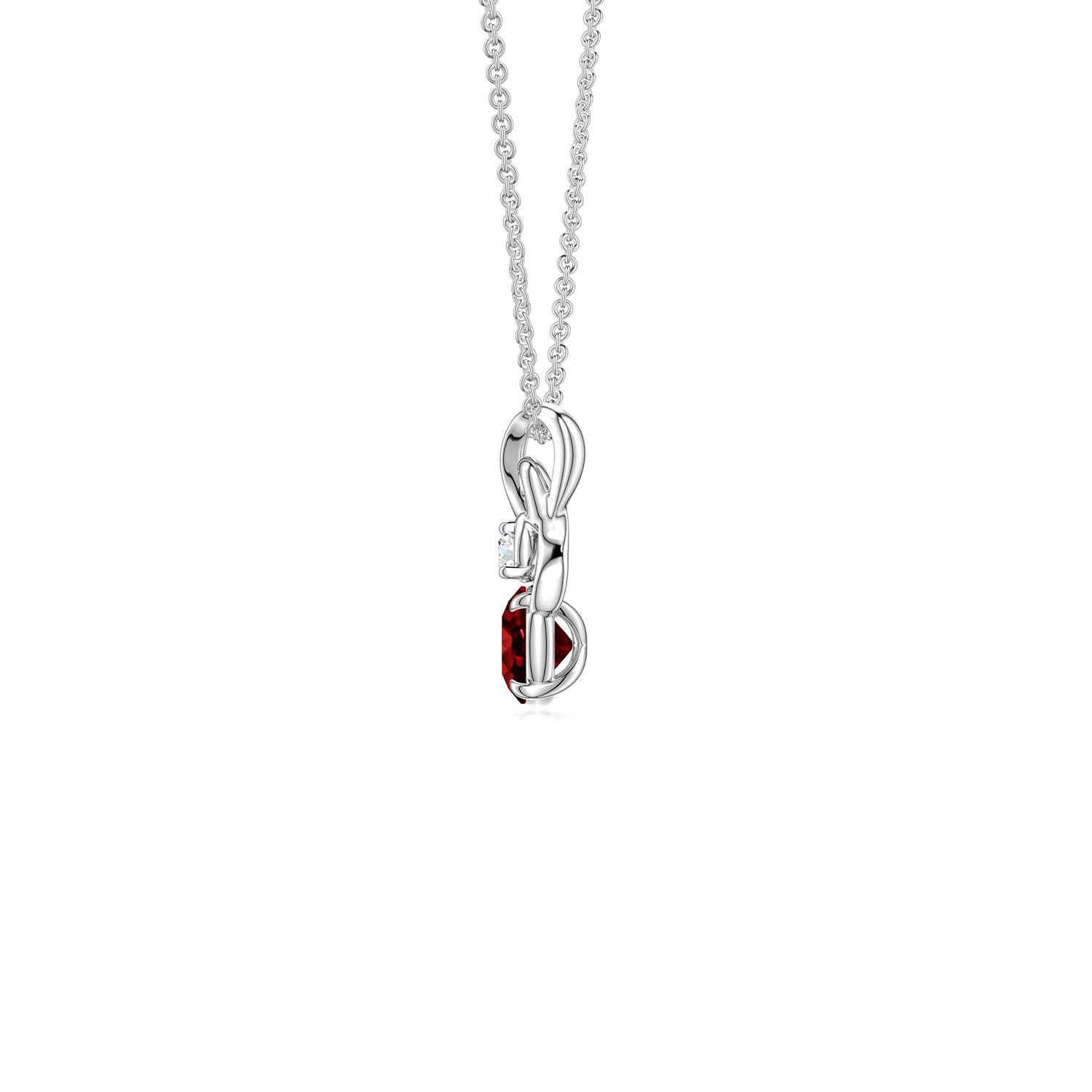 4mm AAAA Round Ruby Swirl Pendant with Diamond Accent in White Gold
