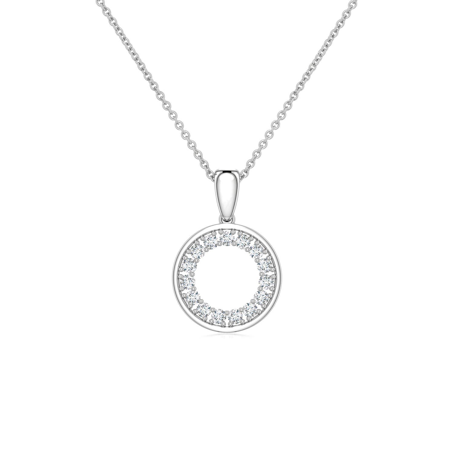 1.3mm GVS2 Diamond Open Circle Eternity Pendant in S999 Silver