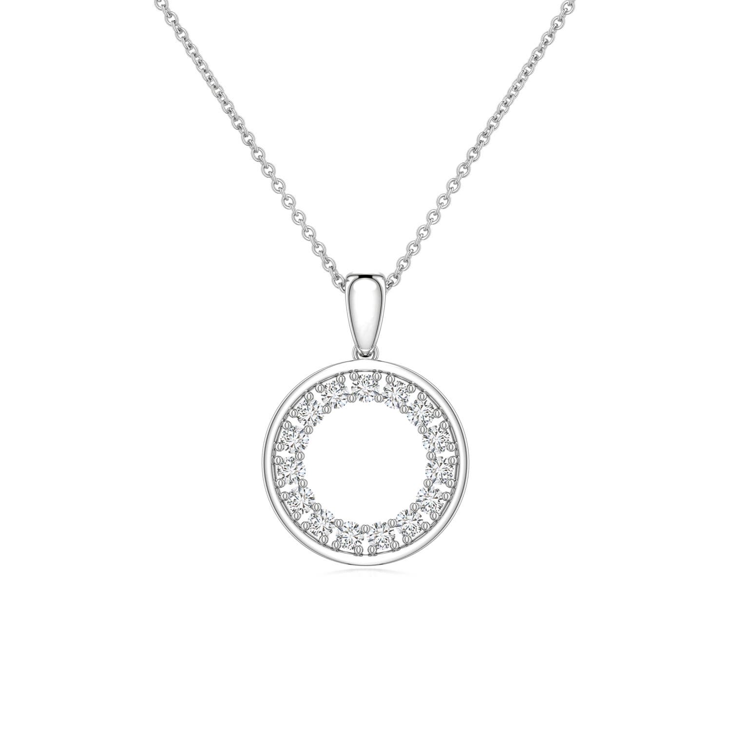 1.5mm HSI2 Diamond Open Circle Eternity Pendant in 18K White Gold
