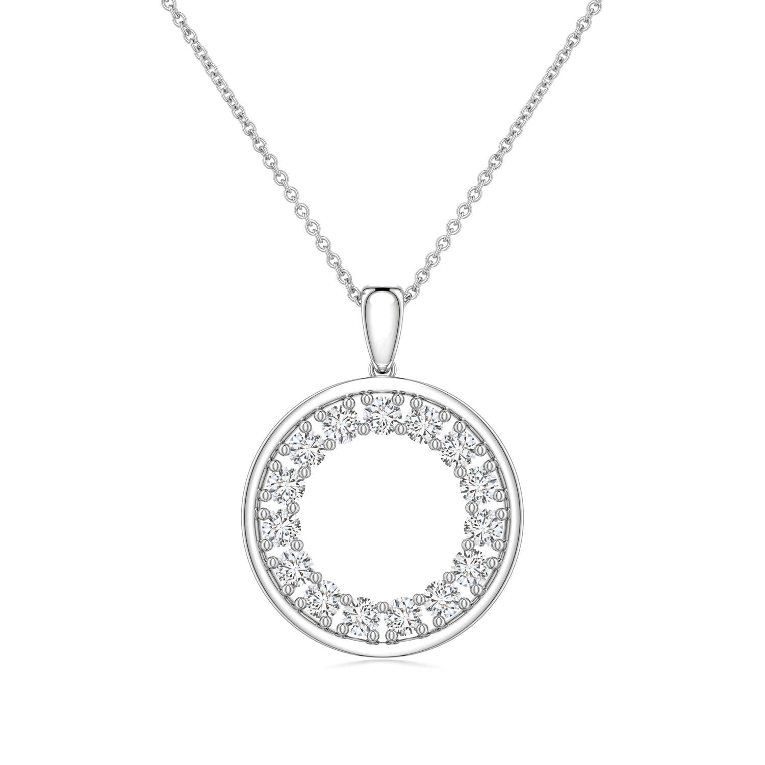 2mm HSI2 Diamond Open Circle Eternity Pendant in White Gold