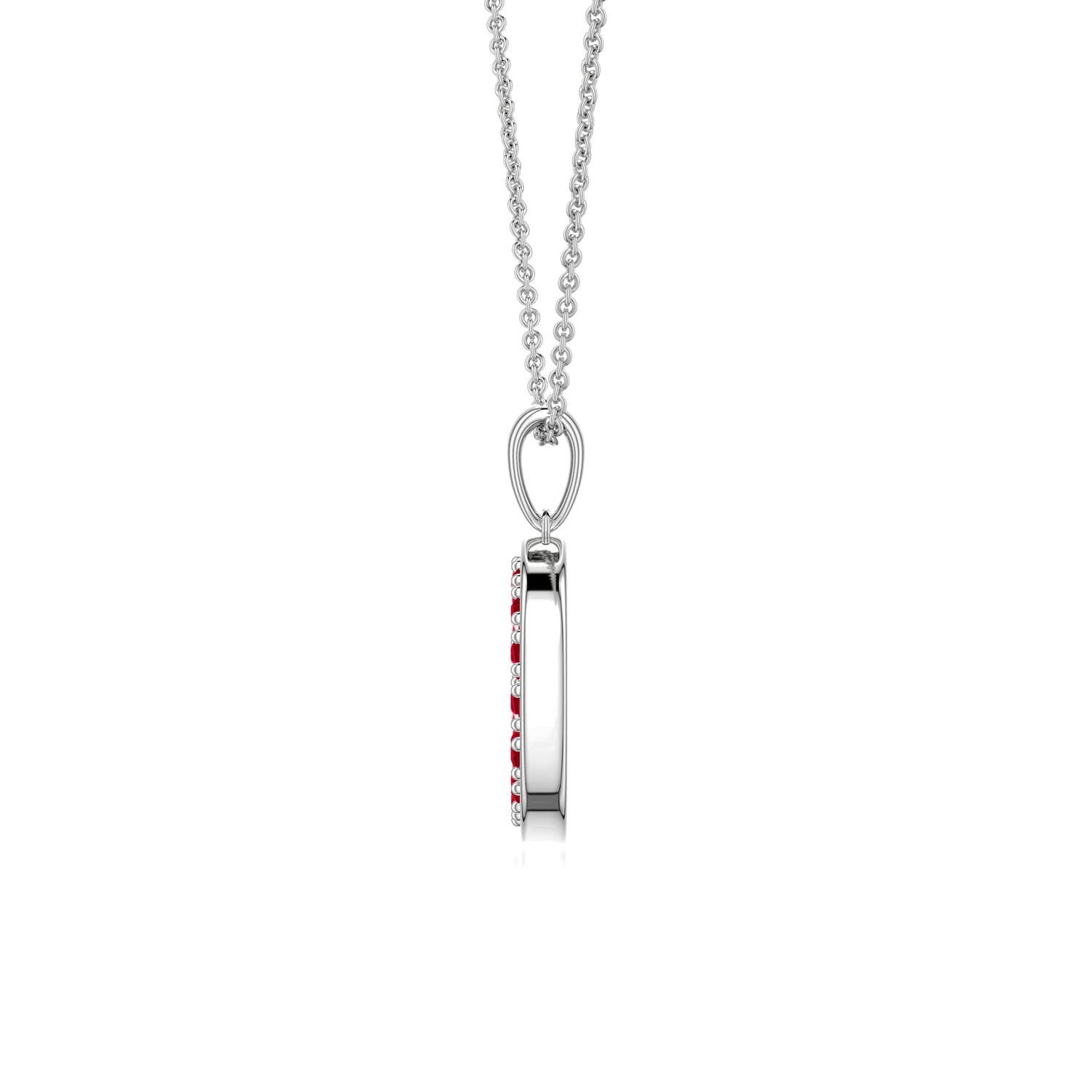 1.5mm AAA Ruby Open Circle Eternity Pendant in S999 Silver - side 2