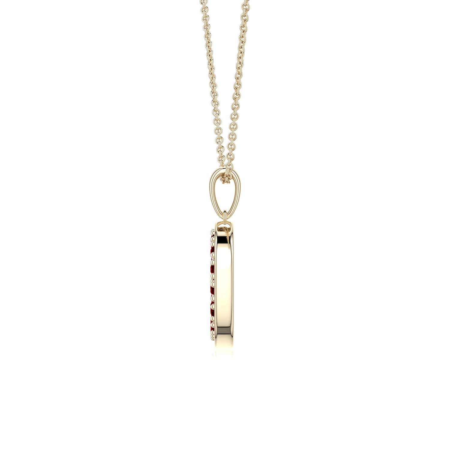 1.5mm AAAA Ruby Open Circle Eternity Pendant in Yellow Gold