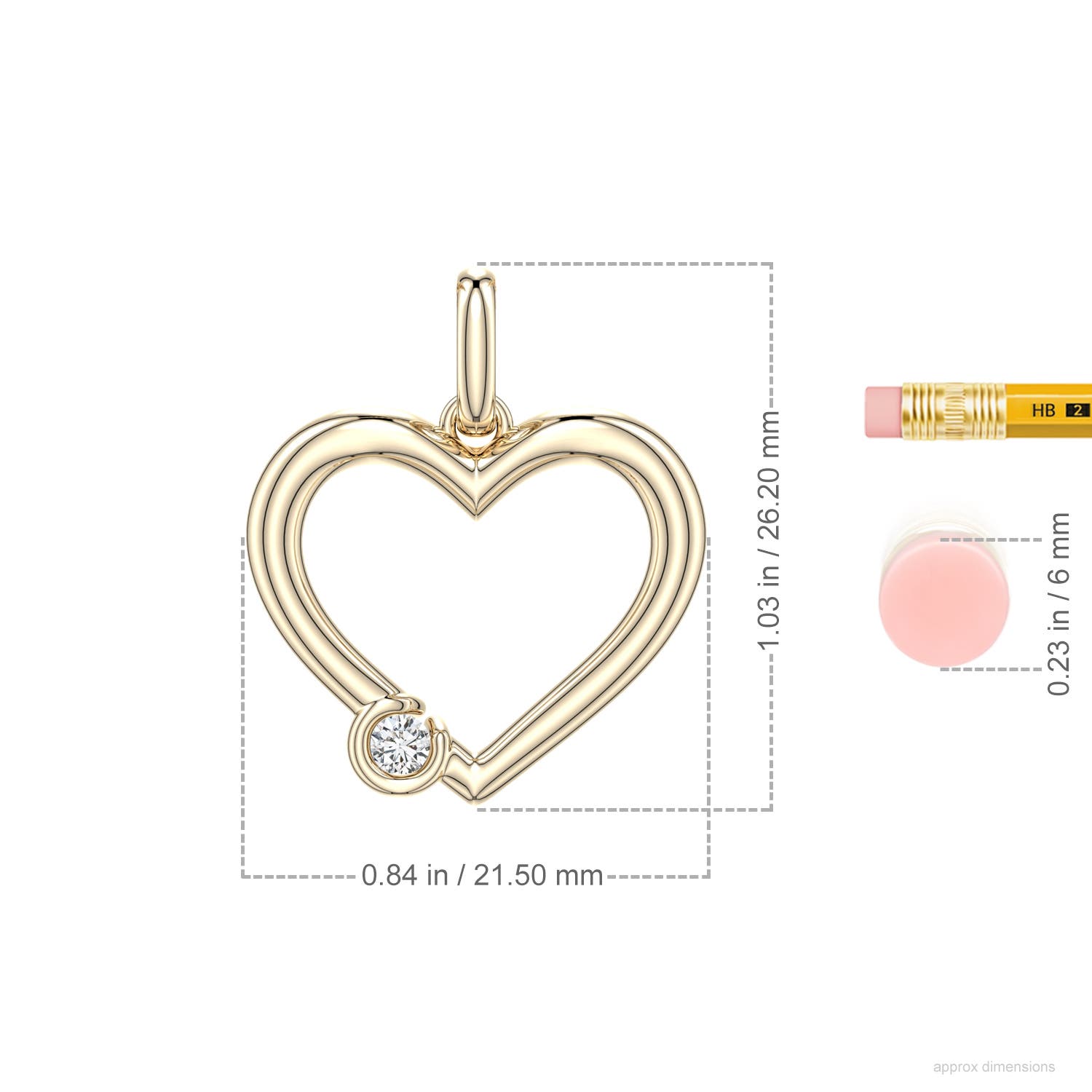 Offset Diamond Open Heart Pendant
