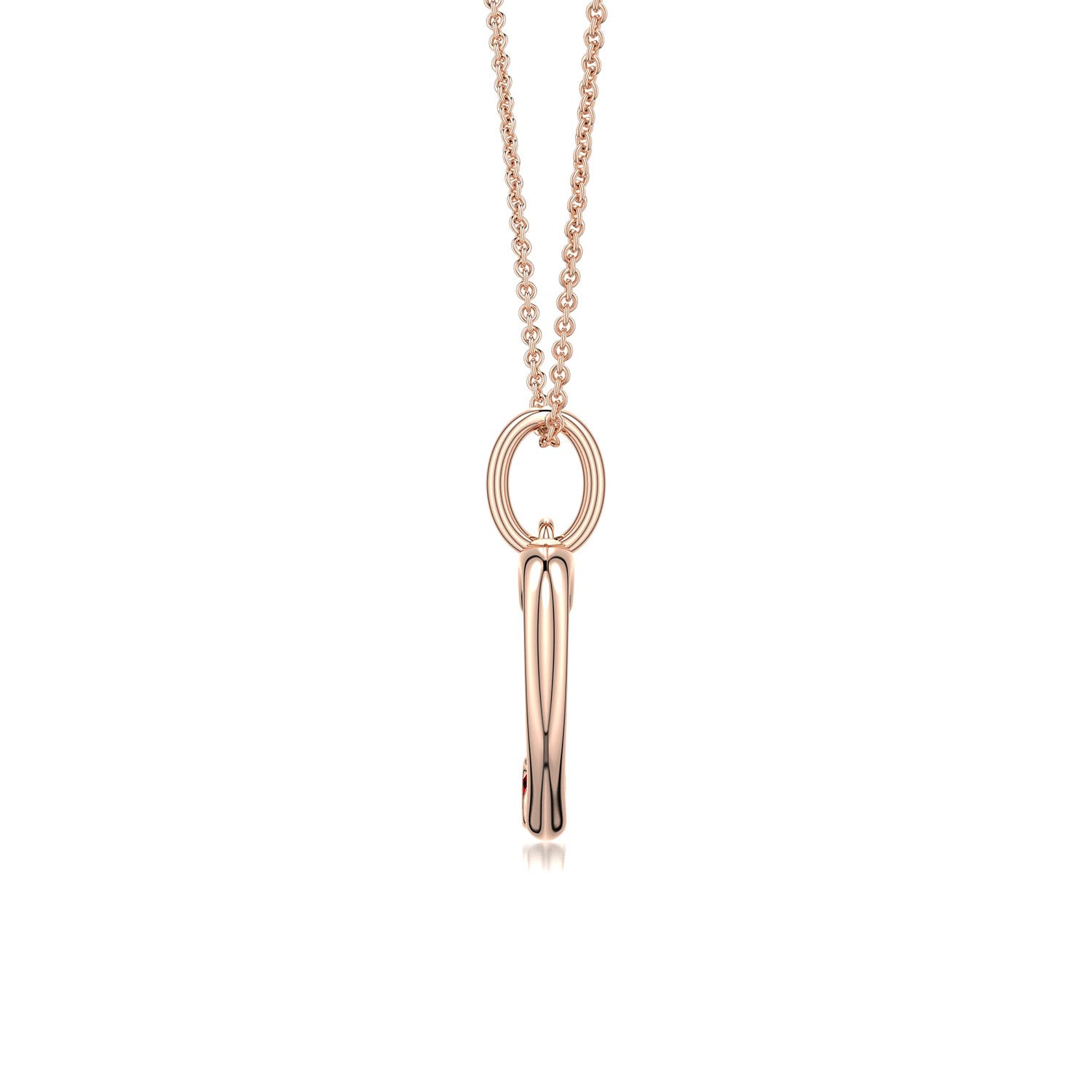 2.5mm AAAA Offset Ruby Open Heart Pendant in Rose Gold