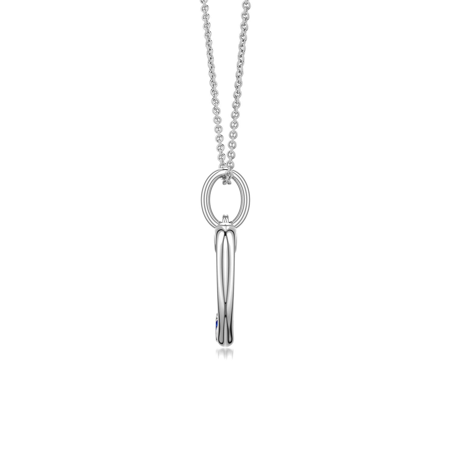 2.5mm AAAA Offset Blue Sapphire Open Heart Pendant in 18K White Gold