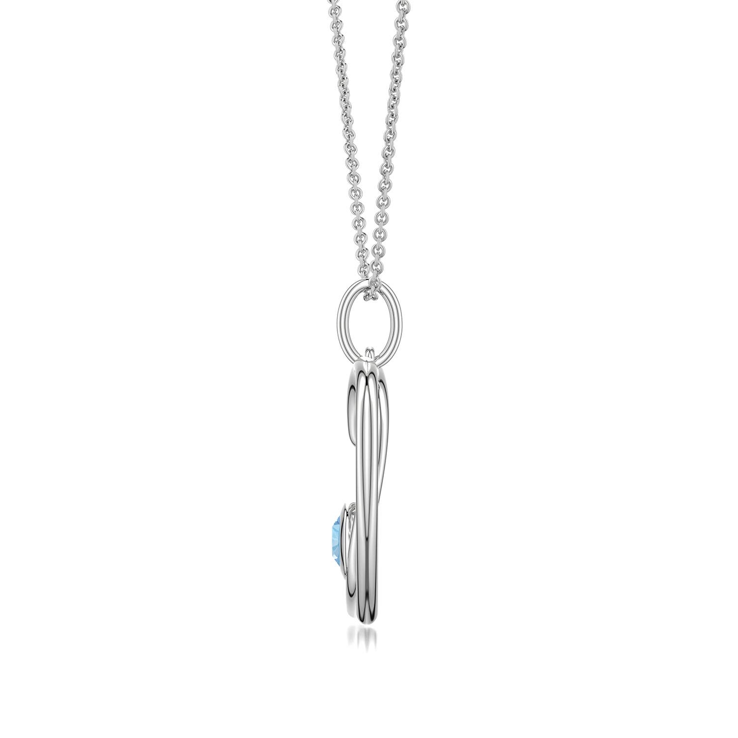 Aquamarine Asymmetrical Open Heart Pendant