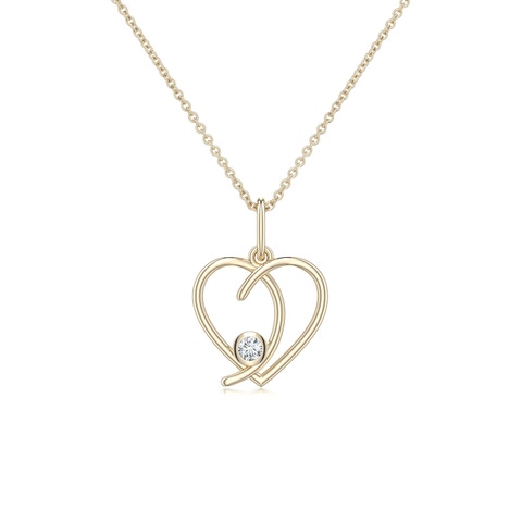 2.5mm GVS2 Diamond Asymmetrical Open Heart Pendant in Yellow Gold