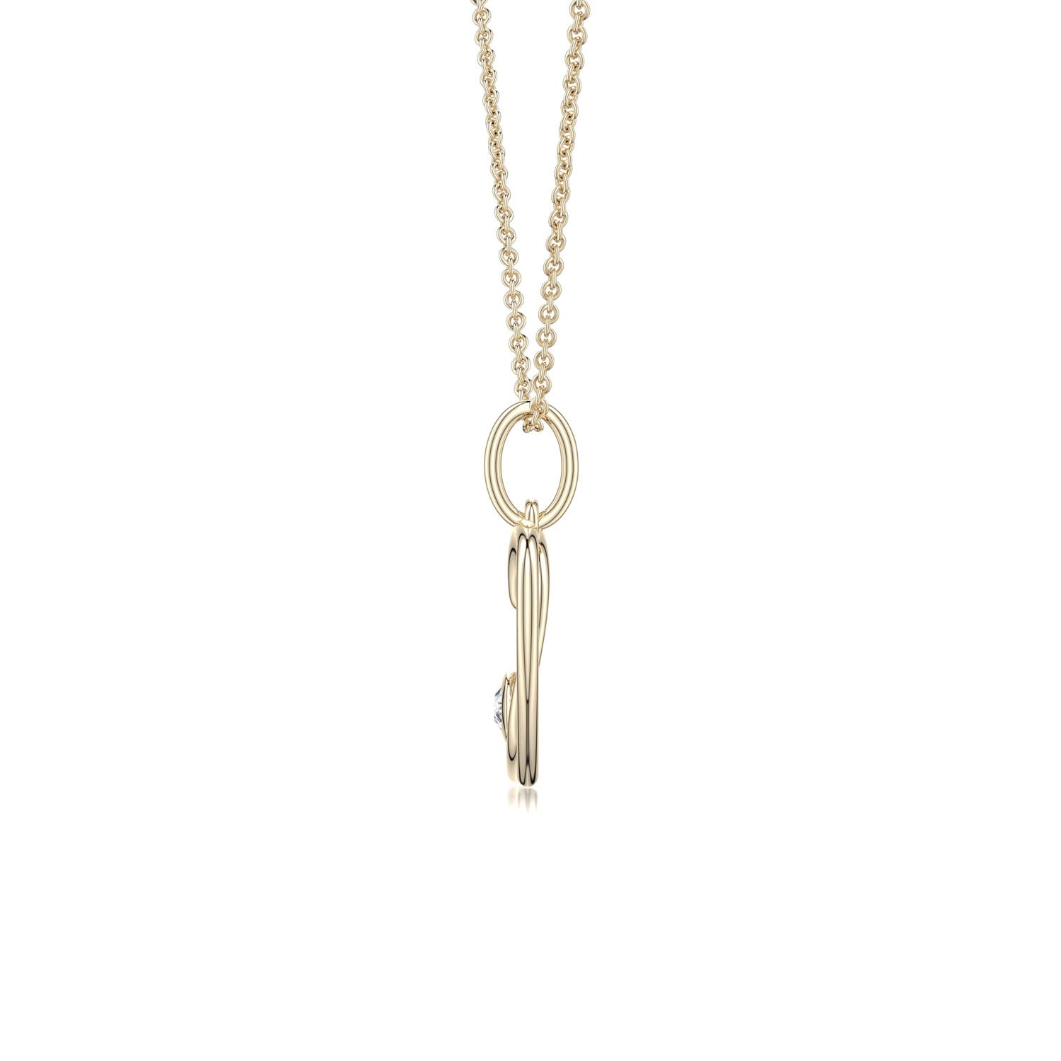 2.5mm GVS2 Diamond Asymmetrical Open Heart Pendant in Yellow Gold